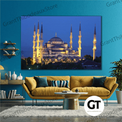 Istanbul Sultan Ahmet Mosque Blue Mosque 6 Minarets Roll Up Canvas, Stretched Canvas Art, Framed Wall Art Painting