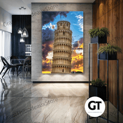 Italy Pisa Leaning Tower Historical Leaning Tower Roll Up Canvas, Stretched Canvas Art, Framed Wall Art Painting
