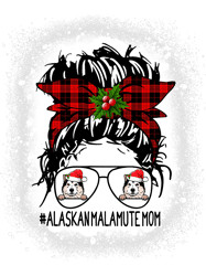 Dog Alaskan Malamute Mom Messy Bun Christmas Bleached