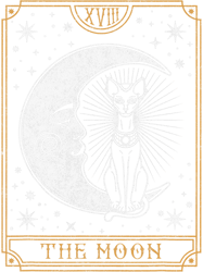 Cats Vintage Tarot Card Crescent Moon Egyptian Black Cat Stars