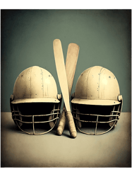 Cricket Fan Team Captain Vintage Cricket Bat And Helmet 2