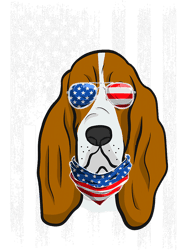 Dog Basset Hound American Flag Patriotic Pets Lover 4th July
