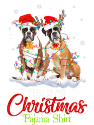 Boxer This Is My Christmas Pajama Shirt Boxer Santa Hat Lights Boxers Dog