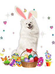 Dog Samoyed Cute Samoyed Easter Day Bunny Eggs Easter Costume Womens