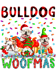 Bulldog Xmas Woof Santa Reindeer Elf Bulldogs With Gnome 76