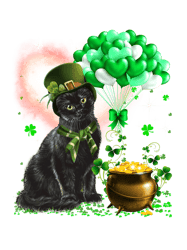 Cats Black Cat Kitty Patricks Day Lucky Shamrock Heart Ballon Kitten Cat