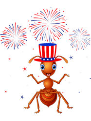 Ant Graphic Red White Blue Fireworks Decor 4th Of July PNG T-Shirt