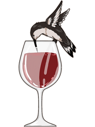 Cute Black Hummingbird Wine Lover Bird Watcher Sprit Animal PNG T-Shirt
