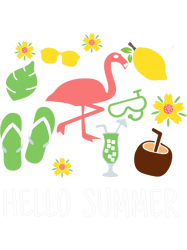 Hello Summer Vacation Flamingo Flip Flop Beach Lover Gifts PNG T-Shirt