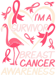 Im a Survivor Breast Cancer Awareness Pink Loop Flamingo PNG T-Shirt