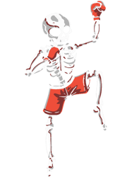 Kickboxing Skeleton Kickboxer Martial Arts Halloween PNG T-Shirt