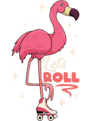 Roller Skating Dance Flamingo Lets Roll Quad Skater PNG T-Shirt