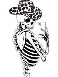 selfies skeleton cowhides cowgirls western cow cowgirl hat png t-shirt