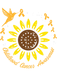 Sunflower Hummingbird Childhood Cancer Awareness Ribbon PNG T-Shirt