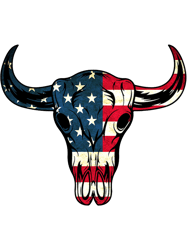 4Th of July American Flag Cow Skull Men Women Boys Girls Kid PNG T-Shirt