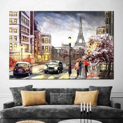 paris wall decor, eiffel tower landscape art canvas, spring landscape poster, eiffel tower canvas art, paris street land