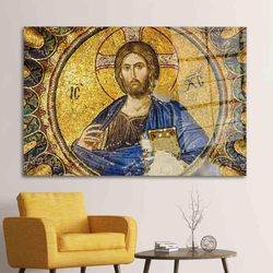 Jesus Christ Mosaic, Jesus Christ Tempered Glass, Christ Glass Wall, Jesus Mosaic Glass Art, Modern Wall Decoration, Fre