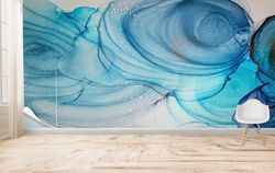 3D Papercraft, Blue Wall Paper, Decals For Walls, Gift For Her,  Mural, Modern Marble Digital Paper, Marble Wall Print,