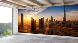 accent wall, 3d wall decor, modern wall decal, gift for him, office paper craft, city wall paper, view wall decor, wall