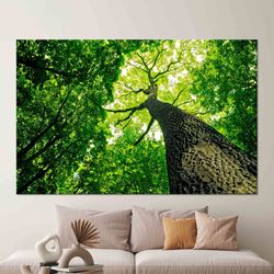 big tree wall decoration, landscape glass art, green leaf tree landscape canvas art, landscape wall art, gift for her, f