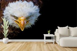 angry bald eagle wall paper, man cave wall art, animal wall paper, modern wallpaper, trendy wallpaper, wallpaper mural a