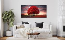 Autumn Wall Art - Ted Tree In The Fall Painting Canvas Print, Fall Foliage Colors Wall Decor - Framed Unframed Ready To