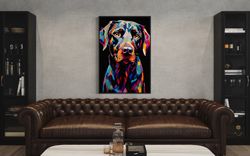 Black Labrador Retriever  Dog Pop Art Portrait Painting Cavas Print Or Poster, Gift For Lab Dog Owners Framed Unframed R