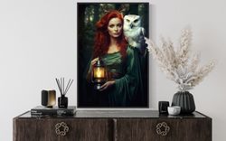 Elen of the Ways - The Antlered Deer Goddess of the Wild Hunt, Poster or Canvas Print Ready To Hang