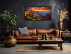 Grand Canyon Sunset Photo Canvas Print, Arizona Landscape Wall Art, Grand Canyon Painting Framed, Unframed, Ready To Han