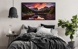 dream lake rocky mountain national park sunset photo style canvas print, colorado landscape wall art framed, unframed, r