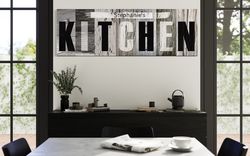 farmhouse kitchen sign painting on wood canvas print, rustic personalized kitchen wall art, distressed wood farmhouse ca