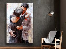 Embrace of Passion,Timeless Love, Passionate Embrace, Romantic Art, Abstract Lovers, Deep Emotion, Muted Tones, Evocativ