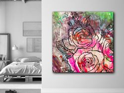 Enchanted Roses,Floral Art, Abstract Roses, Vibrant Colors, Nature-inspired, Modern Elegance, Dreamlike Imagery, Artisti