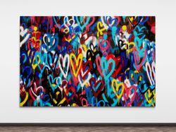 Kaleidoscope of Affection Heart Graffiti Fusion,Romantic Art, Youthful Energy, Inclusivity in Art, Joyful Art Piece, Emo