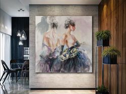 ethereal elegance,impressionism, figure painting, modern art, elegant decor, ballet art, dance artwork, contemporary pai
