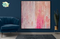 Large Abstract Wall Art Pink Painting On Canvas Wall Art Room Decor, Dorm Wall Decor Light Pink Wall Art Painting For Ho