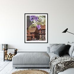 Botanical print - Garden lilac flower print - Architecture art - Unique prints