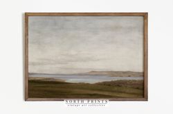 vintage landscape painting  farmhouse coastal wall decor printable digital print  476