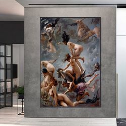 Witches Going to Their Sabbath by Luis Ricardo Falero Canvas, Framed Art, Extra Large Canvas, Ready to Hang