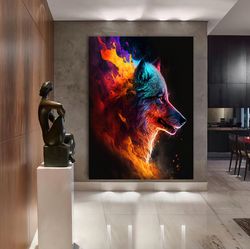 Wolf Canvas Art With Color Painting Effect, Color Clouds Wolf Animal Poster, Colorful Color Print, Joy Of Home Wall Deco