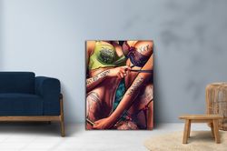 Tattooed Woman Art, Bikini Woman Wall Decor, Banksy Wall Art, Feminist Decor, Nude Wall Art, Sexy Woman Decor, Erotic wa