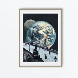 Print wall art, moon art, earth print, travel poster, large art prints