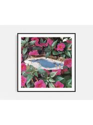 Swimming pool print, Summer art, Botanical print, Floral swimming pool, Pink art, Nature art