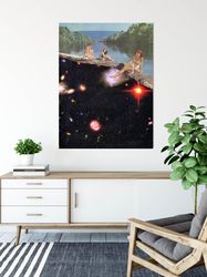 Large universe space canvas, Canvas wall art, Ready to hang art, Large canvas, Swimmers in the universe