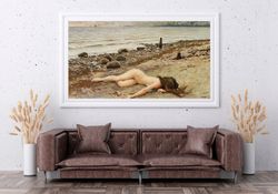 Paul Fischer - Vraget Print on canvas or paper, original large art, water nymph art, siren painting, sensual wall art, c