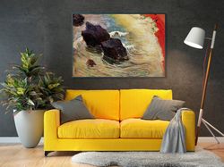 paul gauguin - the wave print on canvas, large wall art, original art, giclee print on canvas, sea painting, home decor,
