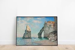 Claude Monet, Etretat Cliffs, Impressionist Coast Landscape Painting, Vintage French Beach Print, Printable Wall Art, Di