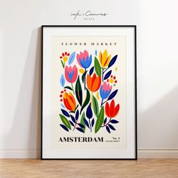 Flower Market Print Amsterdam  Abstract Botanical Prints Boho Eclectic Wall Art Vintage Floral Art Vibrant Color Wall Ar