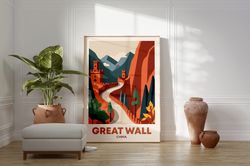 Great Wall of China Travel Print Wall Art Great Wall Wall Hanging Home Dcor Great Wall Gift Art Lovers Wall Art China Tr
