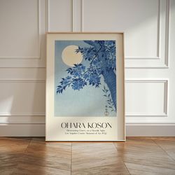japanese wall art print, ohara koson blue japandi dcor, mountain wall art, green landscape wall art poster print, orient